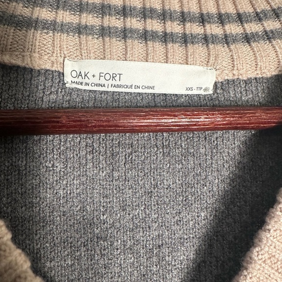 Grey cardigan with cream trim - Picture 3 of 4